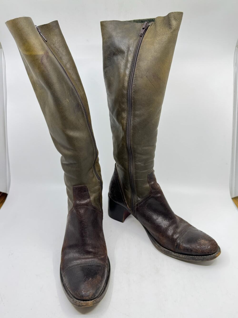 Vintage Italian Leather Fur Lined Knee-High Boots